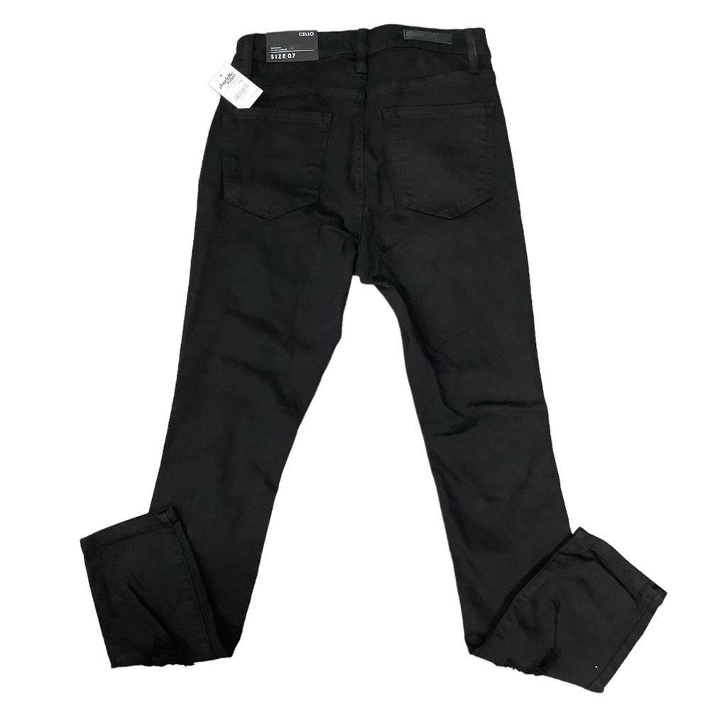 Charlotte Russe 7 Medium Jeans Destroyed Black Stacked Skinny Stretch Torn NWT - Picture 3 of 9